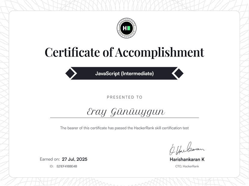 JavaScript (Intermediate) Certificate